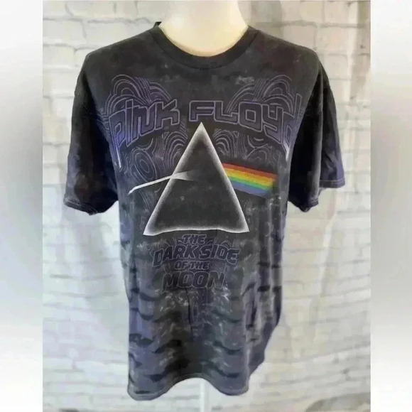 Pink Floyd Dark Side Of The Moon Tie Dye T Shirt Size M Purple Black Band tee - Picture 1 of 16